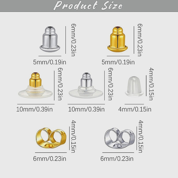 Earring Backs Gold Silver Clear Silicone Earrings Fastener Replacement - Picture 4 of 10